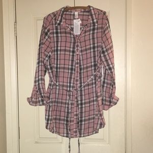 H&M pink plaid Maternity tunic- NWT